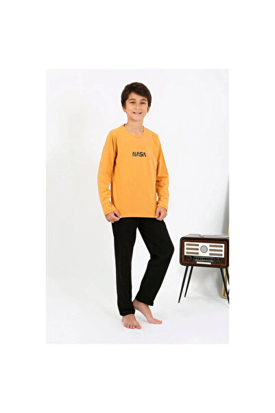 Narnuga Mi̇ray- Boys' Long Sleeve Combed Cotton Pajama Set Yellow