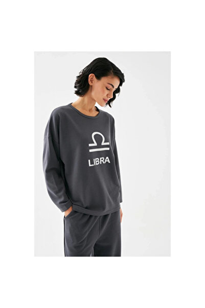 Narnuga Mi̇ray- Women's Smoked Libra Zodiac Sign O Oversized 2 Thread Tracksuit Home Wear Set