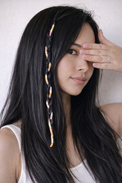 Femenino Pastel Color Sand Beaded Hair Accessory Hair Bead Tinsel Hair