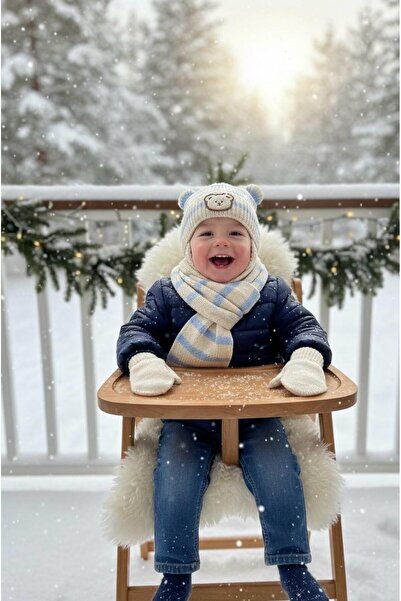 mayakids طقم قبعة وشال للأطفال من الجنسين بخطوط مفصلة وتفاصيل دقيقة