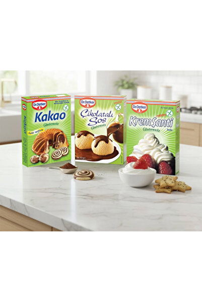 Dr. Oetker 3’Lü Glutensiz Set Kakao+Çikolatalı Sos+Krem Şanti