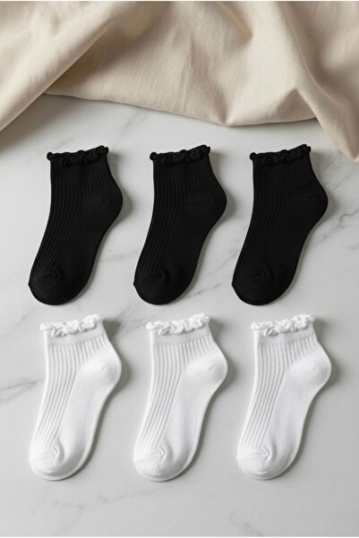 H&N 6'lı Fırfırlı Kısa Patik Çorap Set