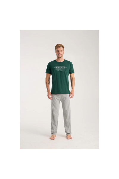 Narnuga Mi̇ray- Men's Green Short Sleeve Pajama Set