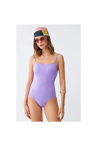 Narnuga Mi̇ray- Women's Lilac Minimal Strap One-Piece Swimsuit