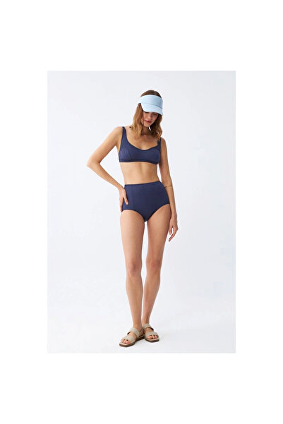 Narnuga Mi̇ray- Women's Basic Navy Blue Padded High Waist Bikini Set