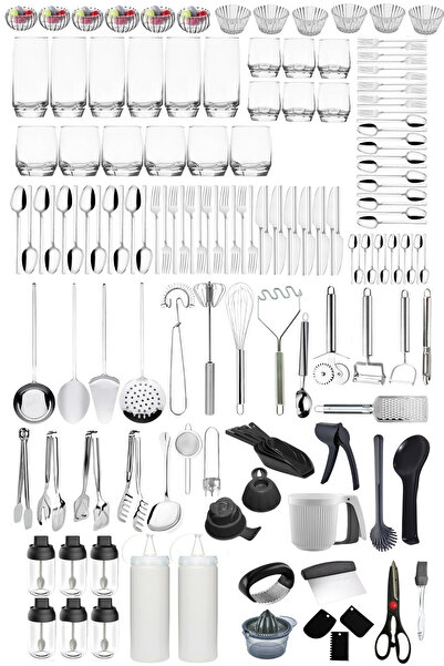 Mirilliahome Cup Set 18 Piece Water Glass Set – 72 Piece Dowry Set with Forks, Spoons, and Knives