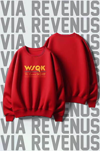 Vordevia Wsqk 94.5 Fm Stranger Things Printed Unisex 3 Thread Fleece-Lined Wide Fit Crew Neck Sweatshirt