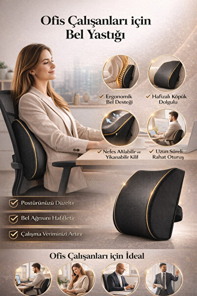 EpiRelax Visco Bel Destek Minderi – Ofis, Ev ve Araç Kullanımı İçin Bel Deste...