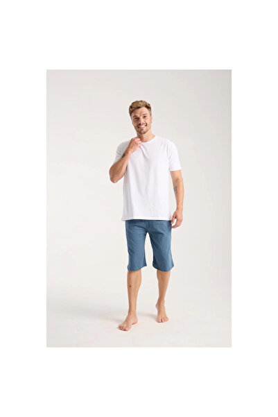 Narnuga Mi̇ray- Men's Cotton Combed Shorts with Pockets Indigo