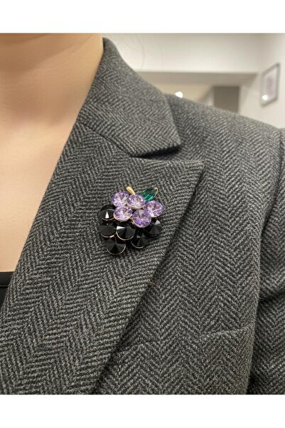 Defne TAŞLI ÜZÜM SALKIMI METAL BROŞ