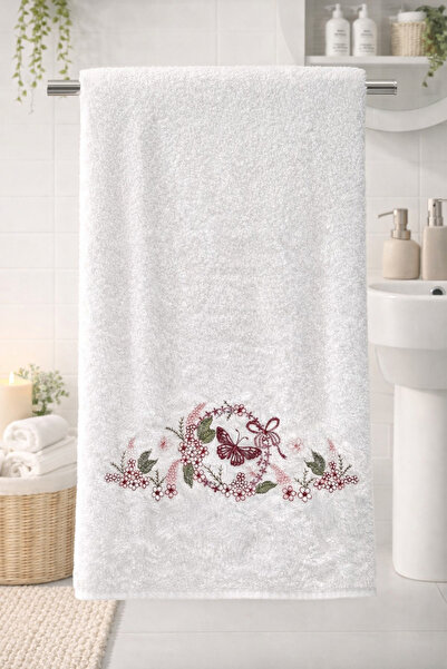 Bella Home Bamboo Cotton 50 X 90 cm Embroidered Hand Towel