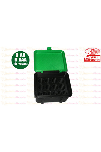 limitsizalisveris AA ve AAA Pil Saklama Kutusu 8 Kalem Pil Yuvası, 6 İnce Kal...