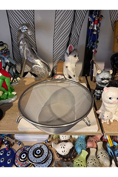 Atak Hediyelik Steel deep strainer with wooden handle 22 cm