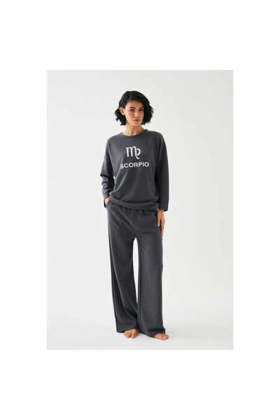 Narnuga Mi̇ray- Women's Smoked Scorpio Zodiac O Oversized 2-Piece Tracksuit Home Wear Set