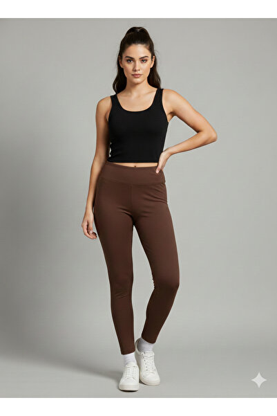 Gokco Women's Brown Sportsman Diver Shaping / Sculpting High Waist Leggings