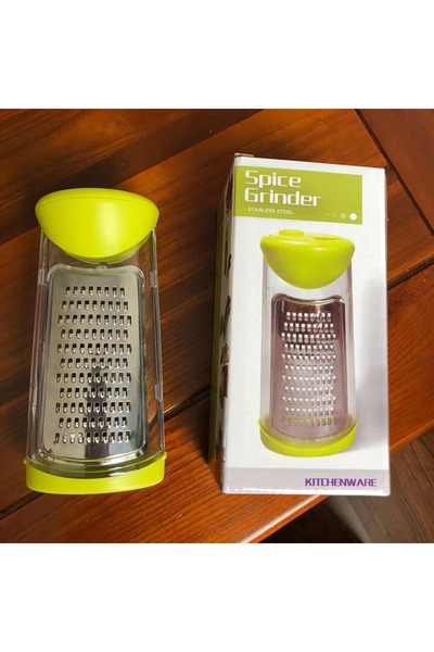 Generica Stainless steel spice grater, green, multi-purpose, with top storage...