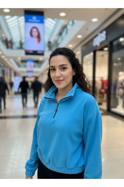 sedadenizstore Women's Half Zipper Mock Neck Fleece Sweatshirt – Casual, Sports, Transitional