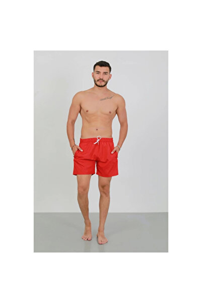 Narnuga Mi̇ray- Men's Zippered Pocket Swim Shorts Red