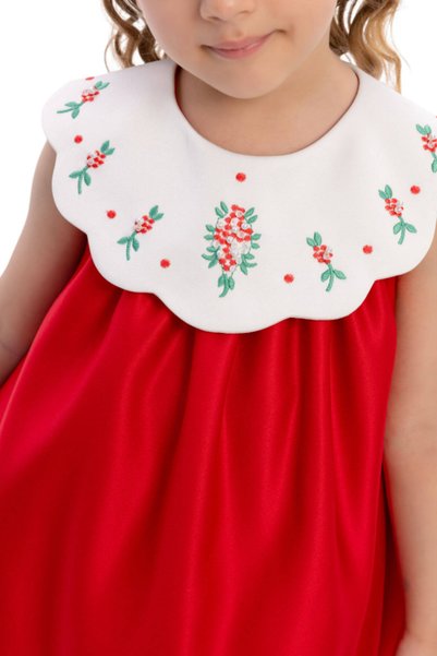 Pamina Embroidered Collar Evening Dress Baby Girl Special Occasion Dress & Hair Accessory Set 6-12-18-24 Months 36097Pr