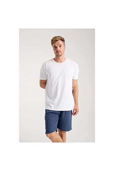 Narnuga Mi̇ray- Men's Pocketed Cotton Combed Shorts Navy Blue