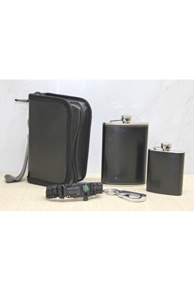 Kızıltoprak Set of 2 Flask with Case 1St Grade Steel 7oz 5 oz Set