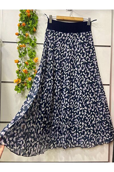 edu collection Patterned Chiffon Bell Skirt with Lining