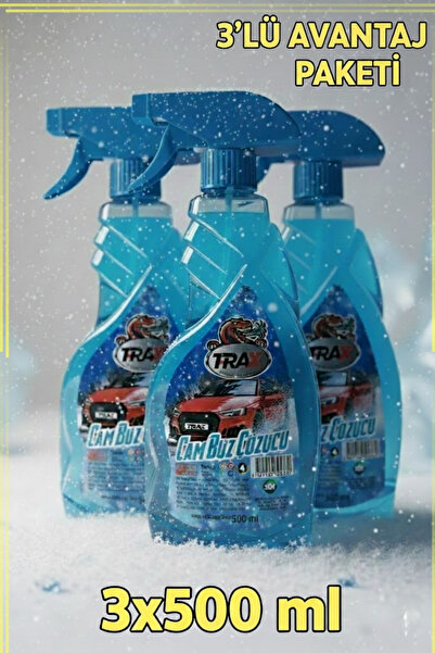 Wiforte Buz Çözücü Oto Cam Spreyi 500 ml (3’lü Set) – Buzlanma Önleyici, Hızl...