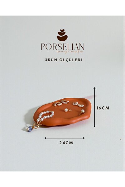 Porselian Dekoratif Bulut Formlu Turuncu Takı Tabağı ve Sunum Kasesi 19x13 cm...