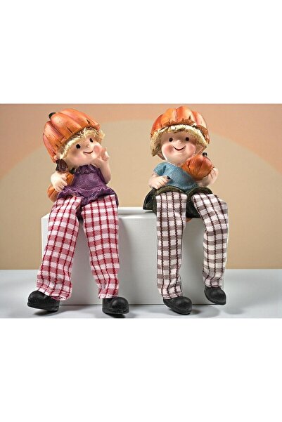 ELSELİFE Sallanan Ayaklı Balkabağı Kafalar 2’li Biblo Seti Dekoratif Obje Ev ...