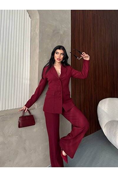 Bella Breeze Women's Four Button Blazer Jacket and Wide Leg Pants Suit