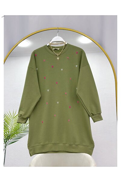 Çalışkan Heart Embroidered Combed Cotton Tunic [Wide Fit, 85 cm Medium]