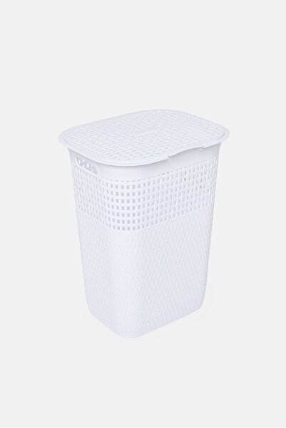 Oasis Home Basketwave Hamper With Lid, White
