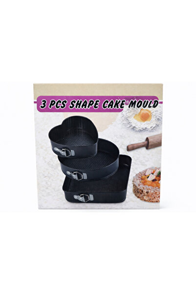 NO BRAND Set of 3 baking trays for cookies or cake tops, with removable bottom, 3 different shapes