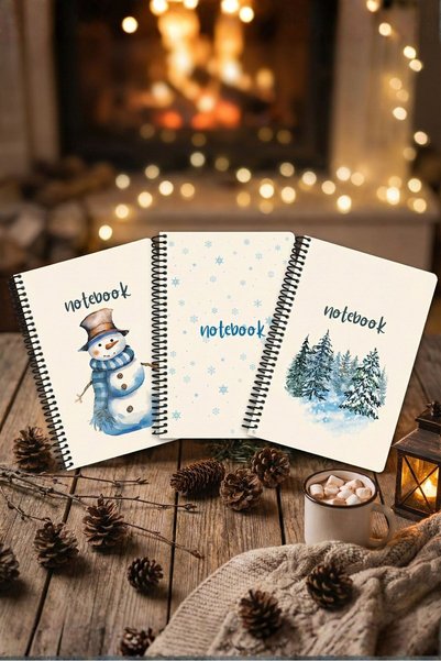 M&H Coloring A5 Spiral 3-Pack Unlined Notebook Set - 14.8 X 21 cm 40 Sheets Notebook Winter Series 2