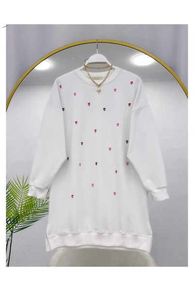 Çalışkan تونيك قطني مطرز على شكل قلب [مقاس واسع، 85 سم متوسط]
