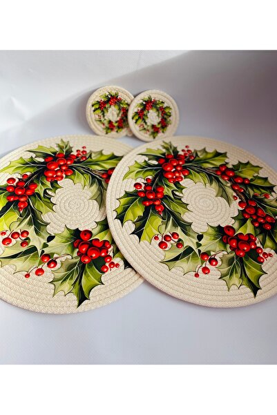 ELÇİÇEK HOME Supla, American Service, Decorative, Gift, New Year Concept, Dft Printed Supla 2 Pieces