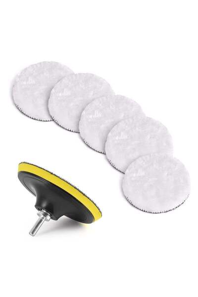 Generic مجموعة عجلات تلميع مكونة من 7 قطع مقاس 5 بوصات لتلميع وسادات الصوف المستخدمة في المثاقب