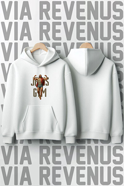 Vordevia Jesus Gym Printed Unisex Oversized Hooded Sweatshirt - Custom Design Graphic Hoodie