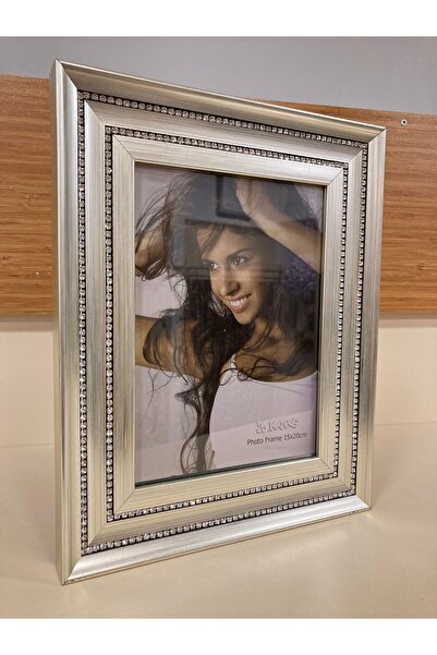 PLUS HOME Frame Photo Two Rows of Stones Silver 15X20 cm