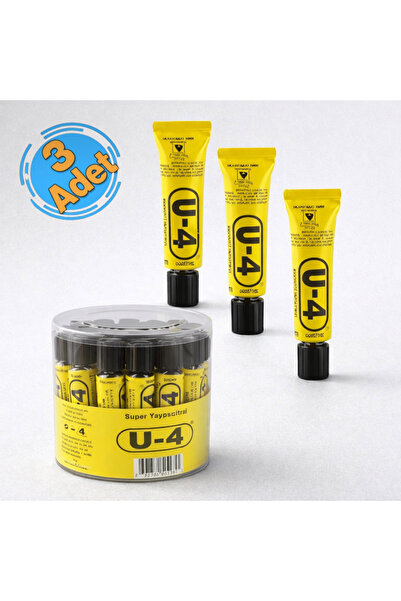 U-4 Kağıt Karton Deri Kumaş Tahta Maket Kuvvetli Yapıştırıcı 18 cc (3 Adet)