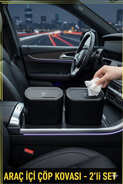 Wiforte Coș de gunoi pentru mașină (Set de 2) – Mini coș de gunoi portabil, c...