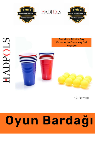 HadPols #BiraBardağı Yıkanabilir Yılbaşı Parti Seti 24 Parça 12 Pinpon Topu 1...