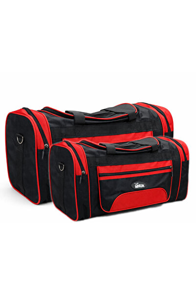 Mnuk Travel Duffel Bag Carry on Bag with Shoes Compartment for Men and Women-Medium-20+22 RED