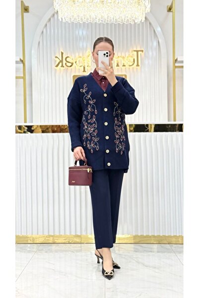 Nefise Şardonlu Boncuk Nakışlı Ceket