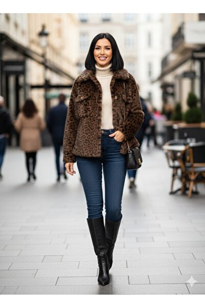 WAS Wide Collar Leopard Coat