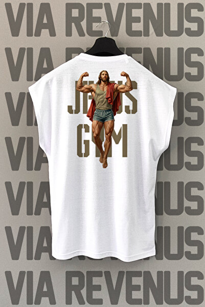 Vordevia Jesus Gym Back Printed Zero Sleeve 100% Cotton Sports Tshirt