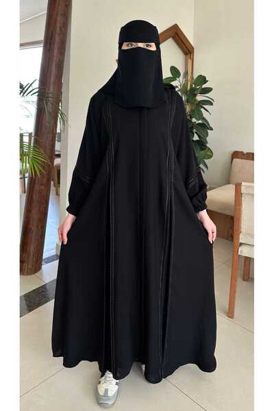 ROOZ VIP A practical abaya with a hidden zipper, decorated with Japanese cord...