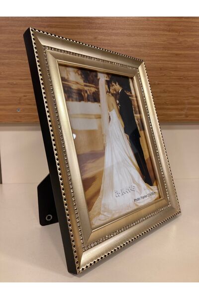 PLUS HOME إطار صور ذهبي بصف واحد من الأحجار مقاس 15×20 سم