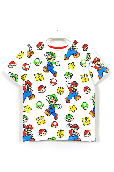 DobaKids Super Mario Printed Boys' T-Shirt White Color Super Mario T-Shirt