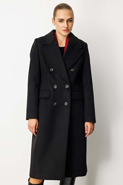 Ekol Double-Breasted Collar Coat with Flap Pockets